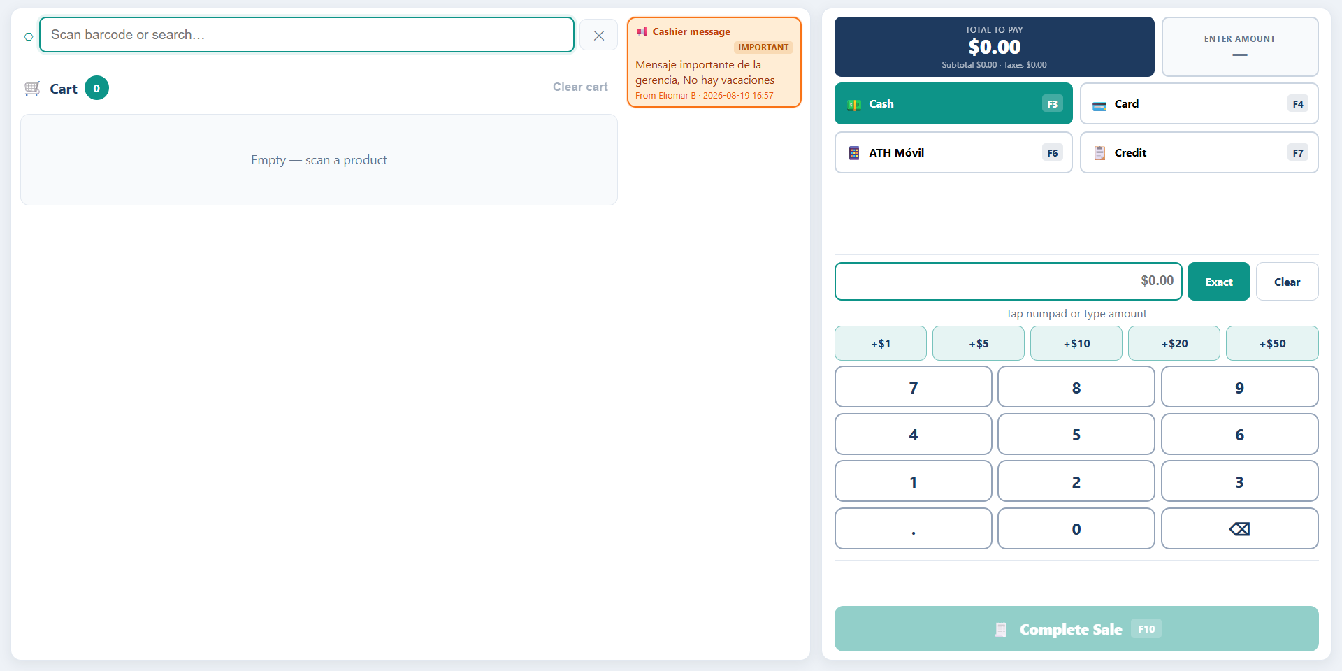 Point of sale register