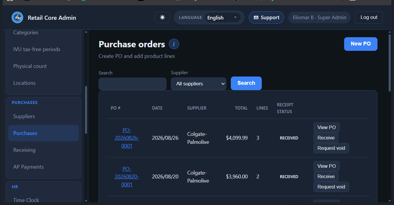 Purchase orders