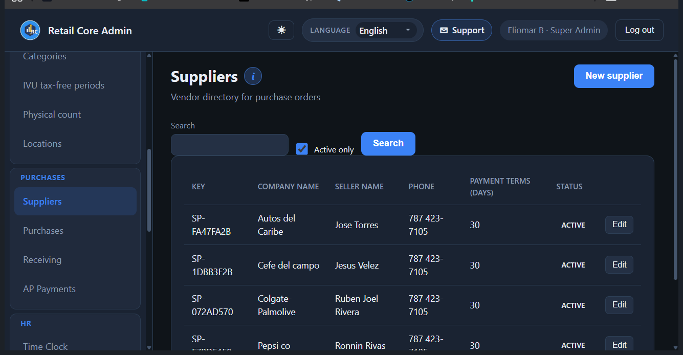 Supplier directory